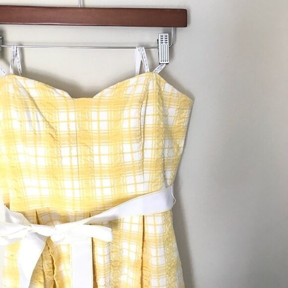 Lilly Pulitzer Sz 8 Yellow white Checked strapless - Picture 1 of 7